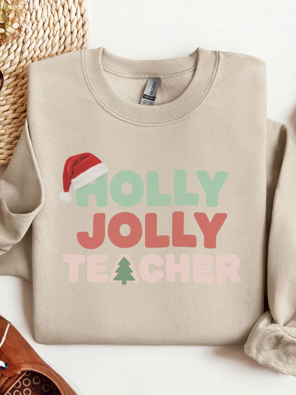 Holly Jolly Teacher Christmas Sweatshirt, Merry Christmas Teachers Crewneck, Holly Jolly Teacher Xmas Sweater, Teacher Party Sweatshirt, Gift for Teacher