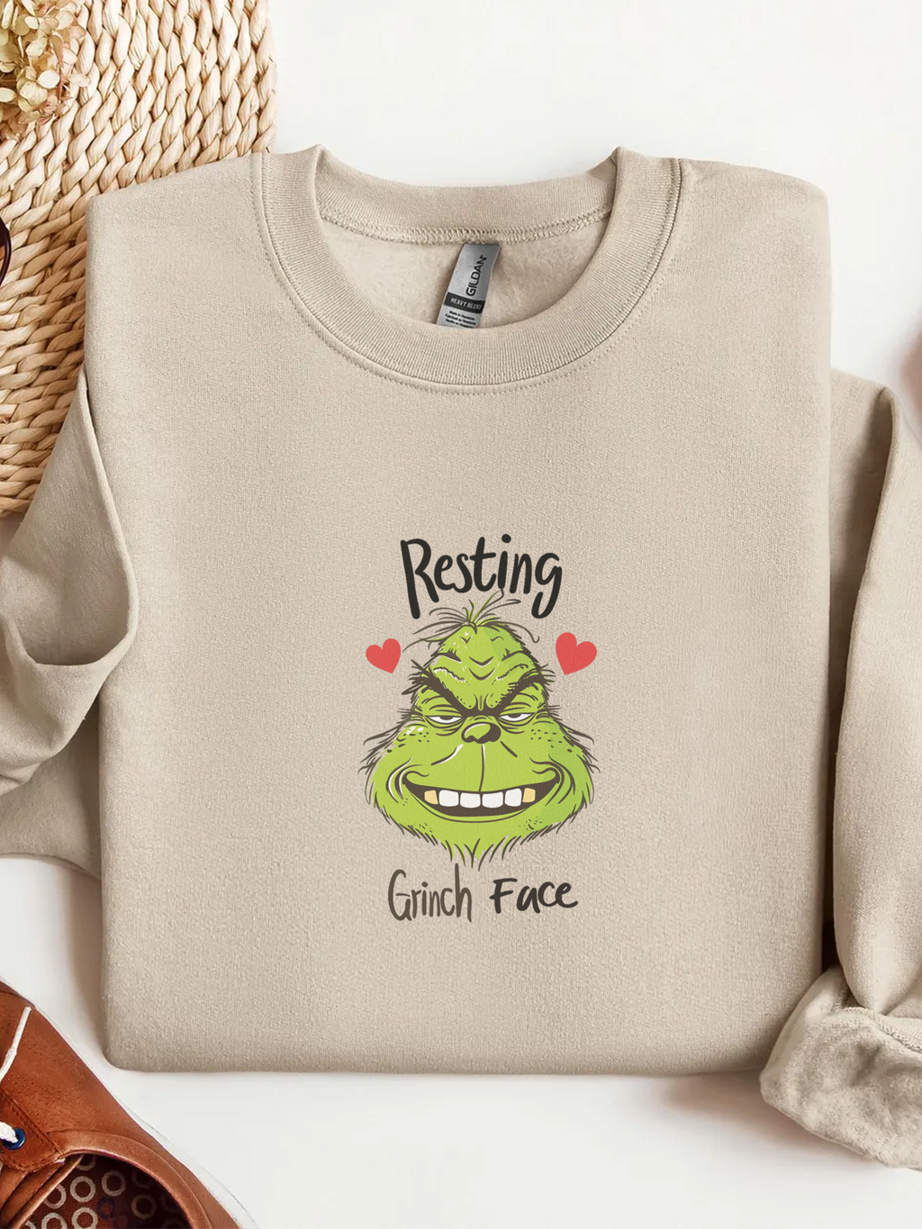 Resting Grinch Face Sweatshirt, Grinch Face Crewneck, Grinchmas Sweater, Christmas Funny Grinch Sweatshirt, Christmas Grinch Shirt Ew People Shirt