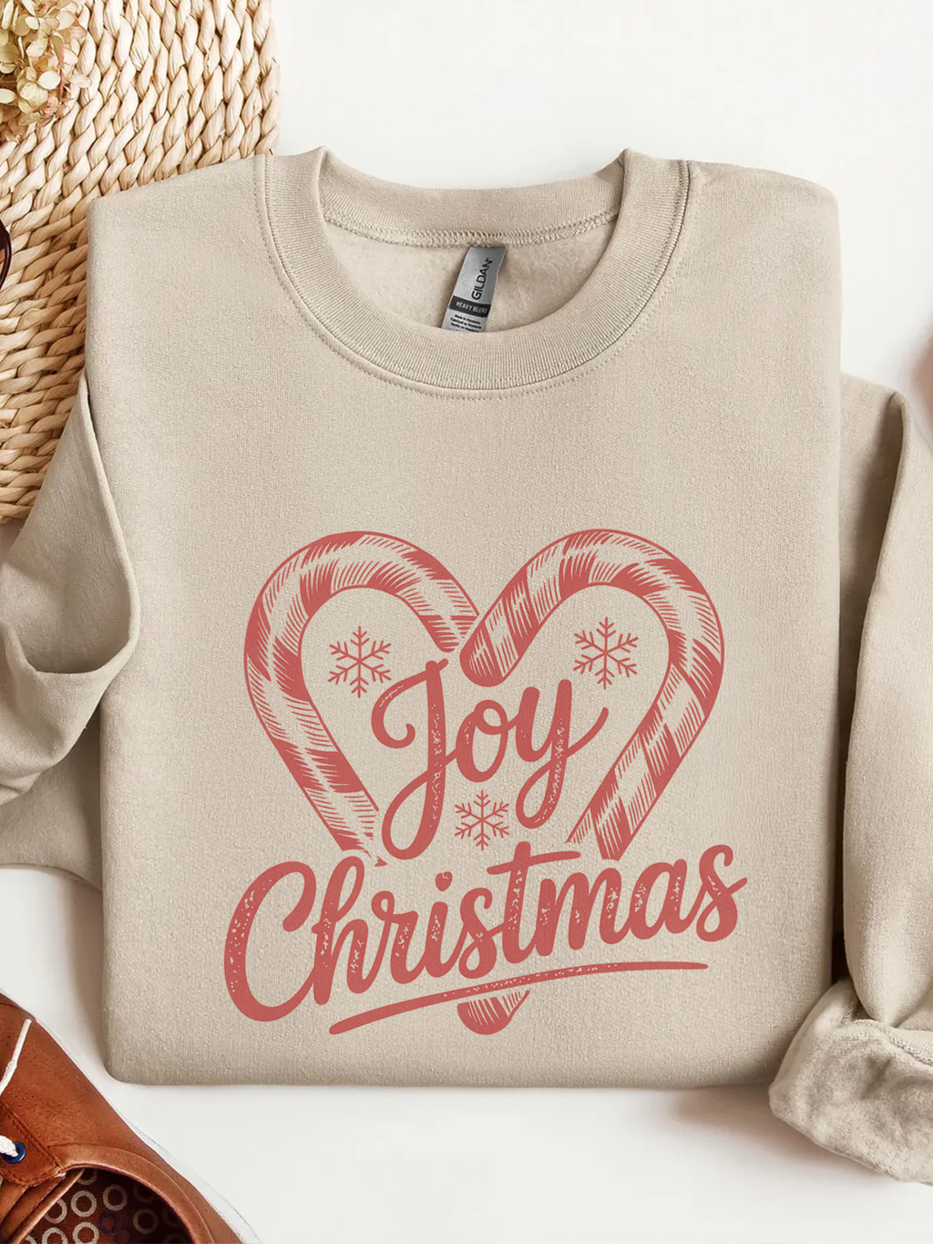 Joy Christmas Sweatshirt, Candy Cane Christmas Sweater, Joy To The World Crewneck, Cute Xmas Crewneck for Women,  Holiday Joyful Shirt