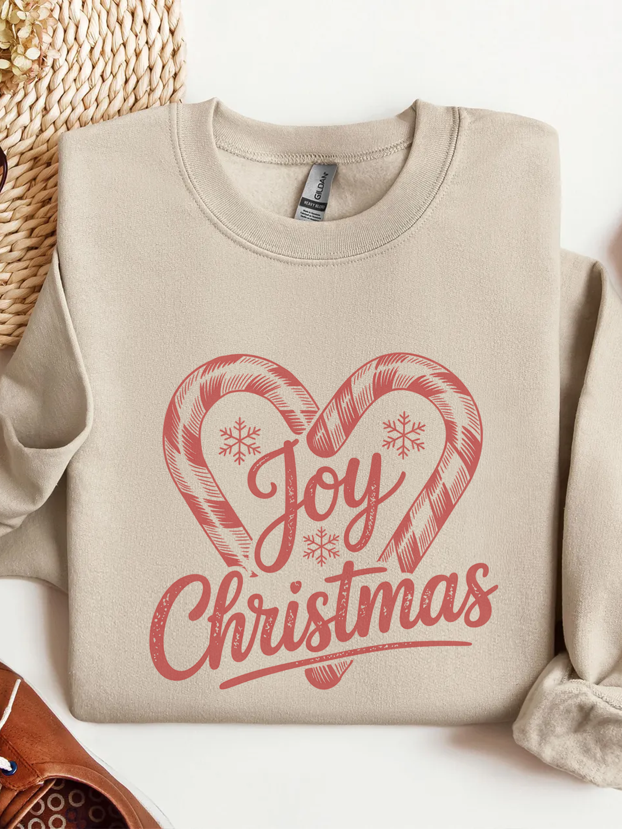 Joy Christmas Sweatshirt, Candy Cane Christmas Sweater, Joy To The World Crewneck, Cute Xmas Crewneck for Women,  Holiday Joyful Shirt