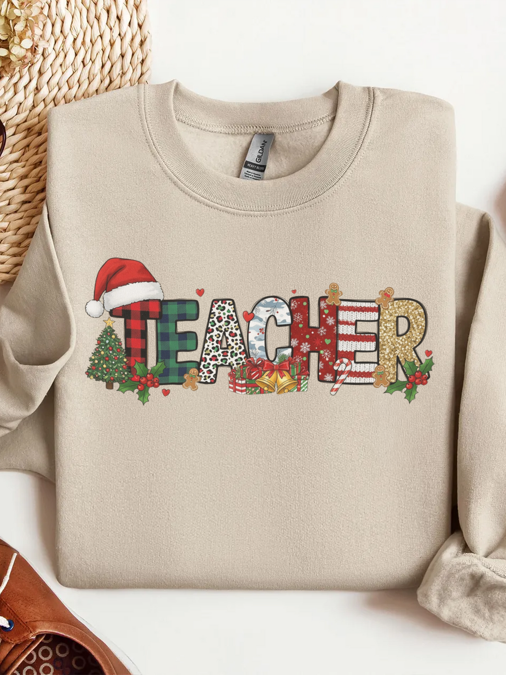 Merry Christmas Teacher Sweatshirt, Christmas Teachers Crewneck, Holly Jolly Teacher Xmas Sweater, Teacher Party Shirt, Gift For Teacher