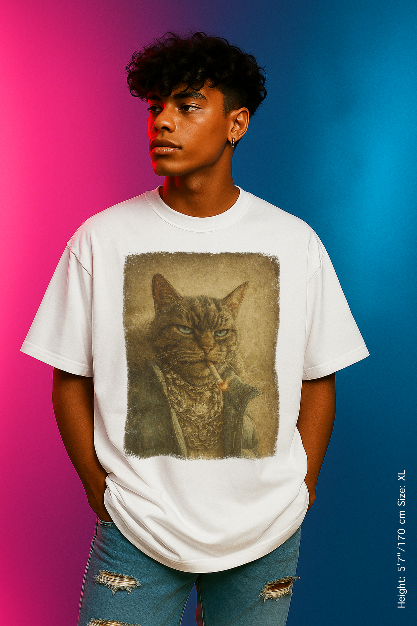 The Kingpin Tee – Vintage Heat with Feline Swagger