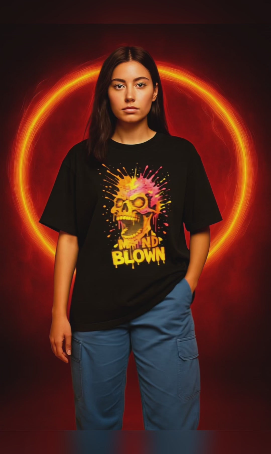 Mind Blown Tee – Loud, Lit, and Losing It. Vibrant Skull Graphic T-shirt - Perfect for Halloween, Concerts, Party Wear, Art Lovers, Unique Gift Idea